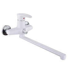 Змішувач для ванни PLAMIX CEZAR-006 EURO SET WHITE (з шлангом, лійкою та кронштейном) (PM0746)