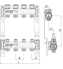 Коллектор с термостатическими и запорными клапанами Roho R805-11 - 1