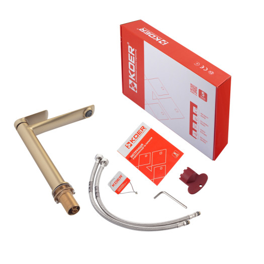 Смеситель для умывальника высокий KOER KB-11028-12 (Цвет матовое золото) (KR5295)