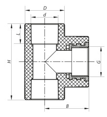 Тройник ВР 20x1/2F PPR Koer K0103.PRO (KP0123)