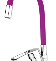 Смеситель для кухни MIXXUS FANY 011 NUT REFL.PURPLE с гибким изливом (без подводки) (Цвет хром+излив фиолетовый) (MI6291)