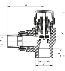 Кран термостатический угловой PPR 25x3/4 Koer K0150.PRO (KP0190)