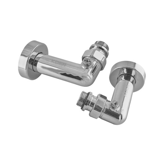 Комплект кранов для полотенцесушителя угловой M1/2''xM1/2'' запорный хромированный KOER KR.SET.550 (KR5840)