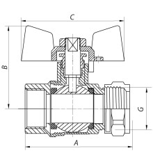 Кран шаровый СК Wing 16x1/2F (WP0002)