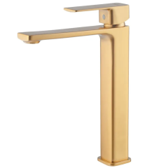 Смеситель для умывальника высокий HAIBA KUBUS 001 HIGH NUT BRUSHED GOLD (Цвет матовое золото) (HB9623)