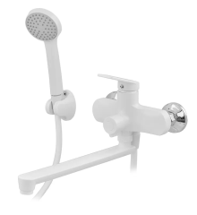 Смеситель для ванны PLAMIX LUCAS-006 EURO SET WHITE (со шлангом, лейкой и кронштейном) (Цвет белый) (PM0709)