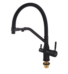 Смеситель для кухни MIXXUS PREMIUM GRAVITY 021 BLACK REFL.BLACK с гибким изливом с выходом для питьевой воды (Цвет черный+излив черный) (MI6978)