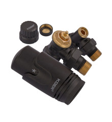 Комплект для підключення радіатора Koer SET-24.Black - 1/2'' кутовий з термоголовкою (KR5283)