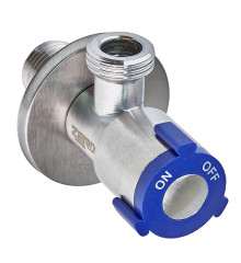 Кран для подключения сантехприборов Zerix VAL-06-1/2x1/2 из нерж.стали SUS304 (синий) (ZX5099)
