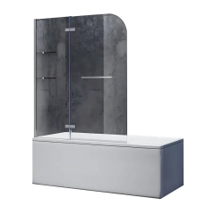 Шторки скляні на ванну розпашні KOER SR BS05-90x140-TR-01 прозоре скло EASY CLEAN 6мм хром (KR5372)
