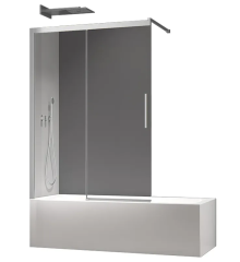 Шторки скляні на ванну розсувні KOER SR BS06-120x150-TR-01 прозоре скло EASY CLEAN 6мм хром (KR5945)