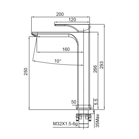 Смеситель для умывальника высокий KOER KB-11010-01 (Цвет хром) (KR3482)