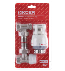 Комплект для підключення радіатора 1/2'' (кутовий) з термоголовкою Koer KR.1320 (KR2658)