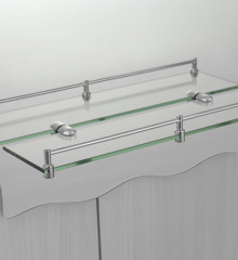 Зеркало настенное ZERIX MIRRA MRZ02-60x85x10 прямоугольное с дугообразным верхом, фигурными боками и полкой (ZX5620)