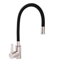 Смеситель для кухни Zerix LR74004-2 с черным гибким изливом (LL1202)