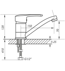 Смеситель для умывальника Zerix PAN-B 135 (ZX0184)