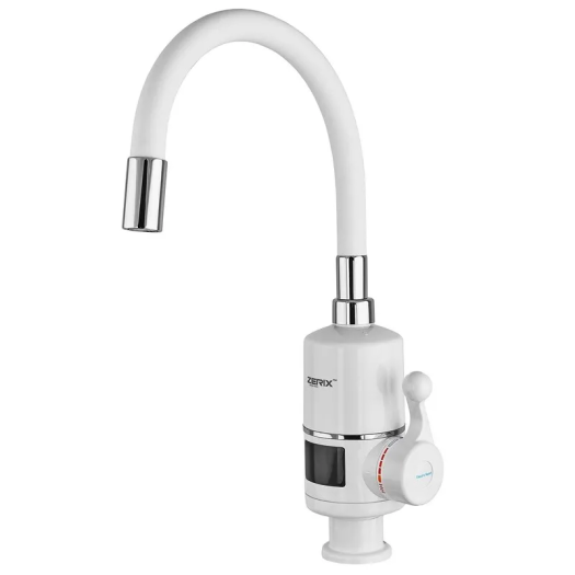 Водонагреватель 3,3 kW проточный ZERIX ELW06-EF-WHITE с индик. темп., рефлекторный излив, на мойку (цвет белый) (ZX5856)