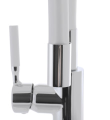 Смеситель для кухни MIXXUS PREMIUM RIO 011 REFL.WHITE с гибким изливом (Цвет нерж+излив белый) (MI5814)