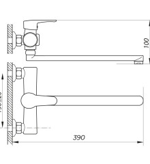 Смеситель для ванны Zerix PUD7 146 (ZX2792)
