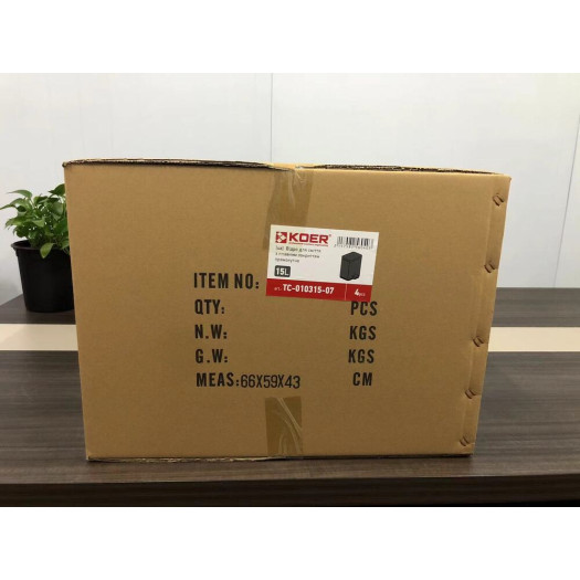 Мусорное ведро с плавным закрытием прямоугольное KOER TC-010315-07 15 л (цвет графит) (KR5604)