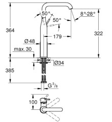 Однорычажный смеситель для раковины Grohe Essence XL-Size (24170KF1)