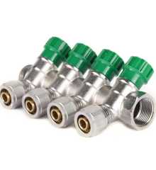 Коллектор теплого пола вентильный с фитингом Koer KR.1123-4 3/4”x4 ways (KR2831)
