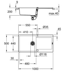 Композитная мойка для кухни Grohe K500 (31645AT0)