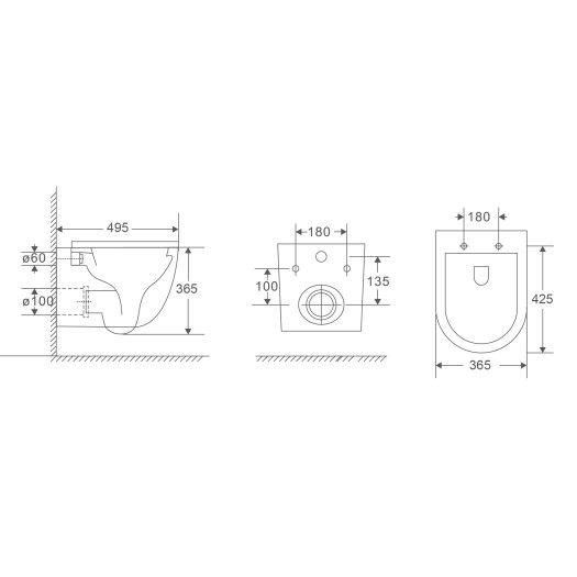 Унитаз подвесной MIXXUS PREMIUM ELLIPSE-0301-R 495х365х365mm система смыва RIMLESS (MP6460)