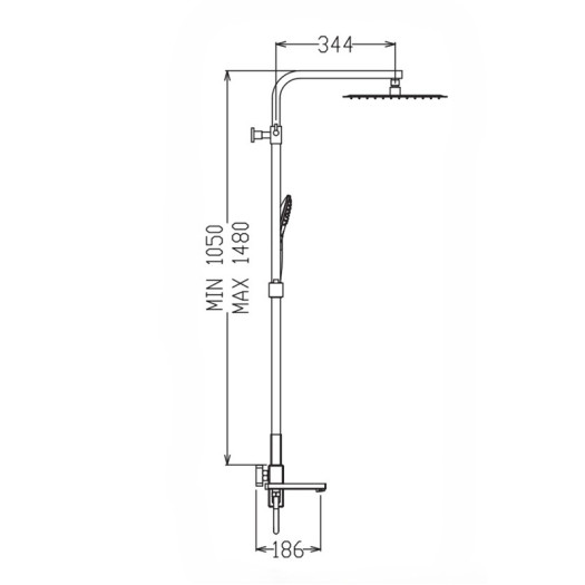 Душевая колонна со смесителем KOER KB-56031-12, 3 функции (Цвет матовое золото) (KR5974)