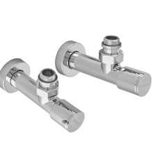 Комплект кранов для полотенцесушителя угловой M1/2''xM1/2'' удлиненный хромированный KOER KR.SET.533 (KR5842)
