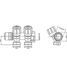 Коллектор с регулирующими вентилями на 2 исх. Roho R809-02 - 3/4