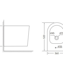 Біде підвісне MIXXUS BEVEL-0502 520х360х320mm (MI6715)