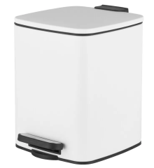 Відро для сміття з плавним закриттям квадратне ZERIX KUBIX-TC0106 WHITE 6 л (колір білий) (ZX6109)