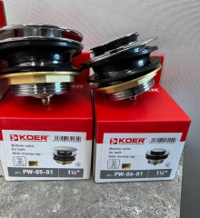 Донный клапан для ванны KOER PW-05-01 автоматический (Click-Clack) (Цвет хром) 1 1/2'' (KR3406)