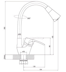 Смеситель для кухни ZERIX YUT 181 REFLECTOR BLACK с силиконовым изливом (цвет излива черный) (ZX5983)