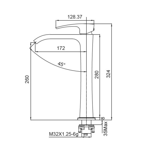 Смеситель для умывальника высокий KOER KB-13007-05 (Цвет черный) (KR3445)