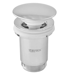 Донный клапан для раковины с переливом ZERIX BV-01 автоматический (Click-Clack) (Цвет хром) 1 1/4'' (ZX6017)