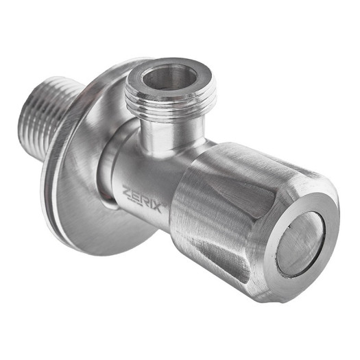Кран для подключ. сантехприборов Zerix VAL-04-1/2x1/2 с нерж. ст.SUS304 (ZX4800)
