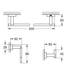 Набор аксессуаров 3 в 1 Grohe Essentials Cube New (40777001)