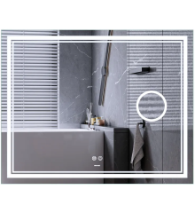 Зеркало MIXXUS PREMIUM QUADRO MR20-100x80 с LED Touch, Anti-fog, димером, рег. яркости, линзой (MP6623)