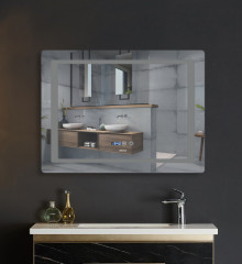 Зеркало MIXXUS STYLE MR03-70x50 с LED Touch, Anti-fog, димером, рег. яркости, часами (MI6006)