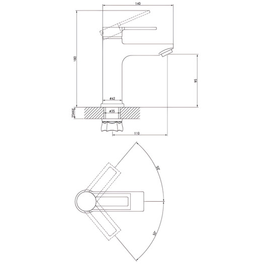 Смеситель для умывальника ZERIX NEL1-125 (ZX5979)