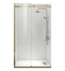 Дверь в нишу раздвижная KOER SR SD01-120x200-TR-12 прозрачное стекло EASY CLEAN 8мм матовое золото (KR5377)