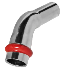 Коліно 45° однорозтрубне ВЗ KOER KQ.B15 PRESS-INOX AISI 304 15x15 (KR6425)