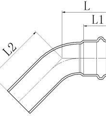 Коліно 45° однорозтрубне ВЗ KOER KQ.B15 PRESS-INOX AISI 304 15x15 (KR6425)
