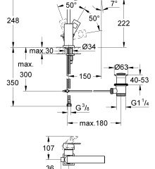 Смеситель для раковины L-размера Grohe Eurocube (2313500E)