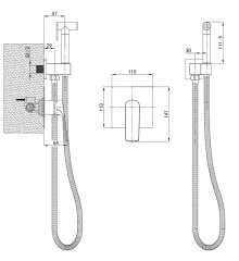 Смеситель для гигиенического душа MIXXUS PREMIUM MONE 002 INNER GRAPHITE (встроенный) (Цвет графит) (MI6784)