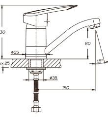 Смеситель для умывальника HAIBA DISK 555-15CM NUT (Цвет хром) (HB0058)