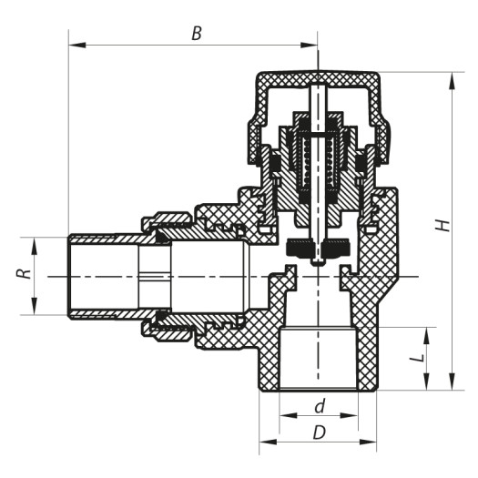 Кран термостатический угловой PPR 20x1/2 Koer K0149.PRO (KP0189)