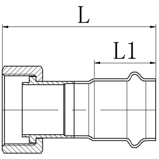 Переходник с накидной гайкой KOER KQ.A1506NF PRESS-INOX AISI 304 15x1/2